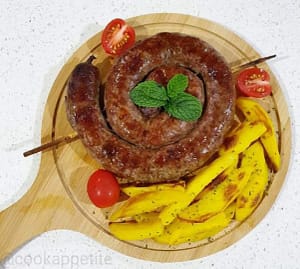 Boerewors pronounced as Boo-ruh-vors is a South African sausage that is mostly grilled. The name boerewors comes from Afrikaans words Boer which means "farmers" and wors which means "sausage. so initially boerewors means farmers' sausage.